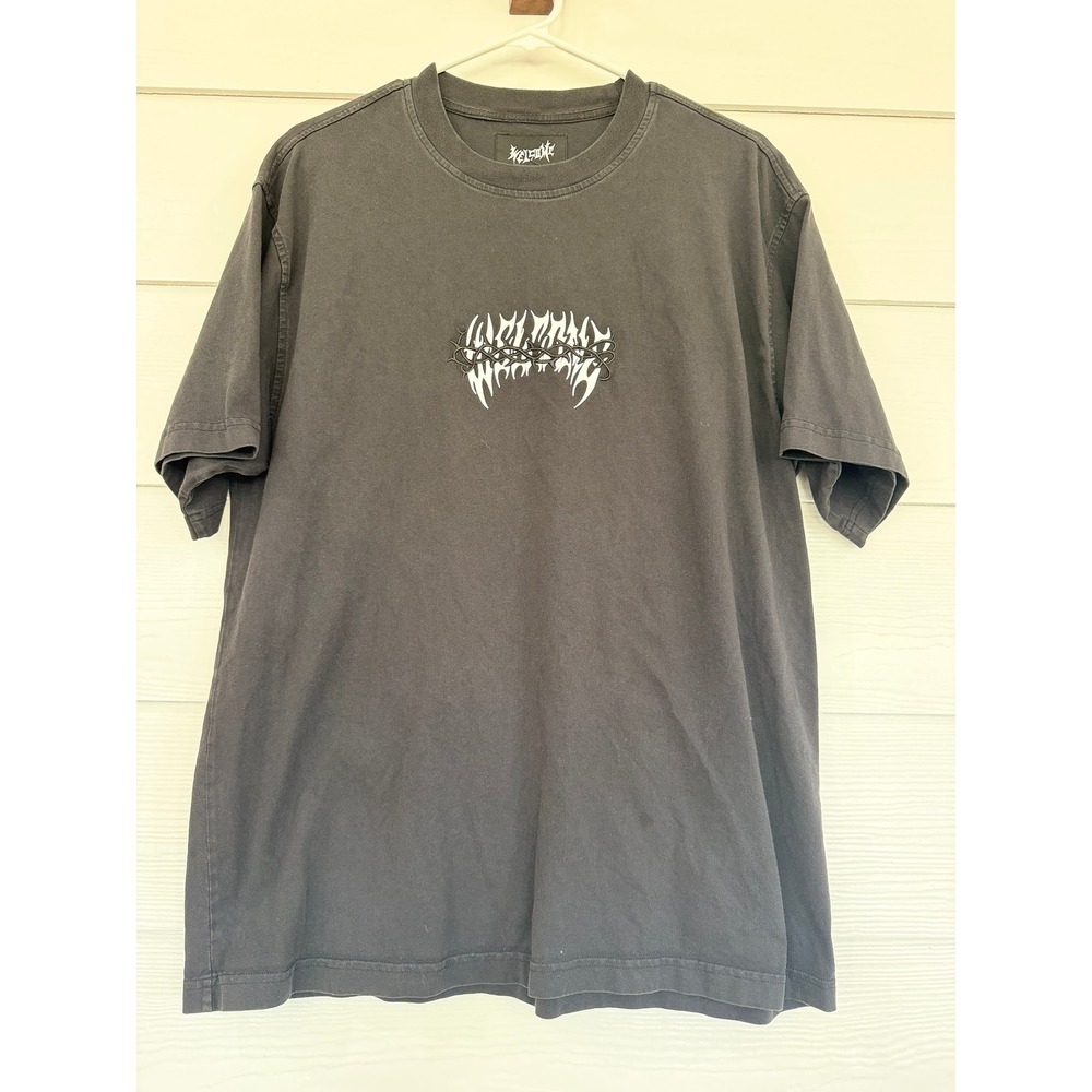 B- 8- Welcome Skateboards Barbed Wire Embroidered Logo T-Shirt Black Large